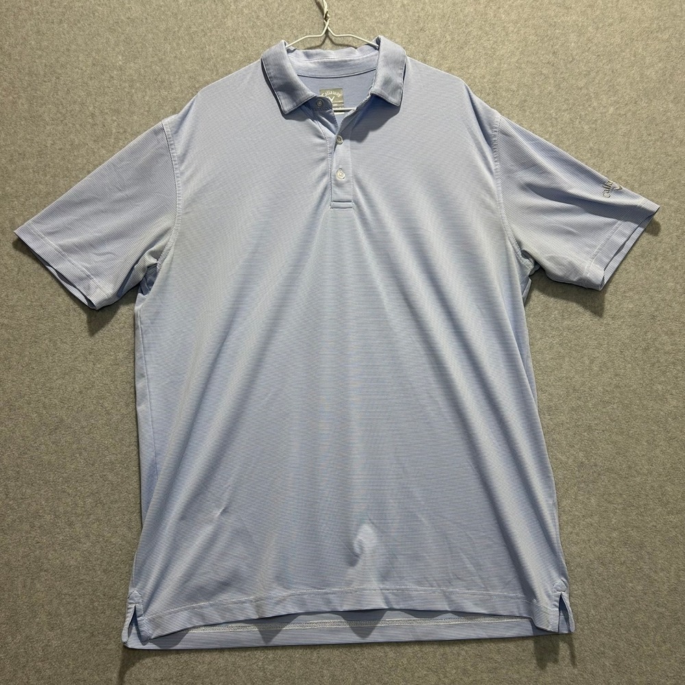 Callaway Men's Blue Striped Opti Dri Fit Golf Polo Size L